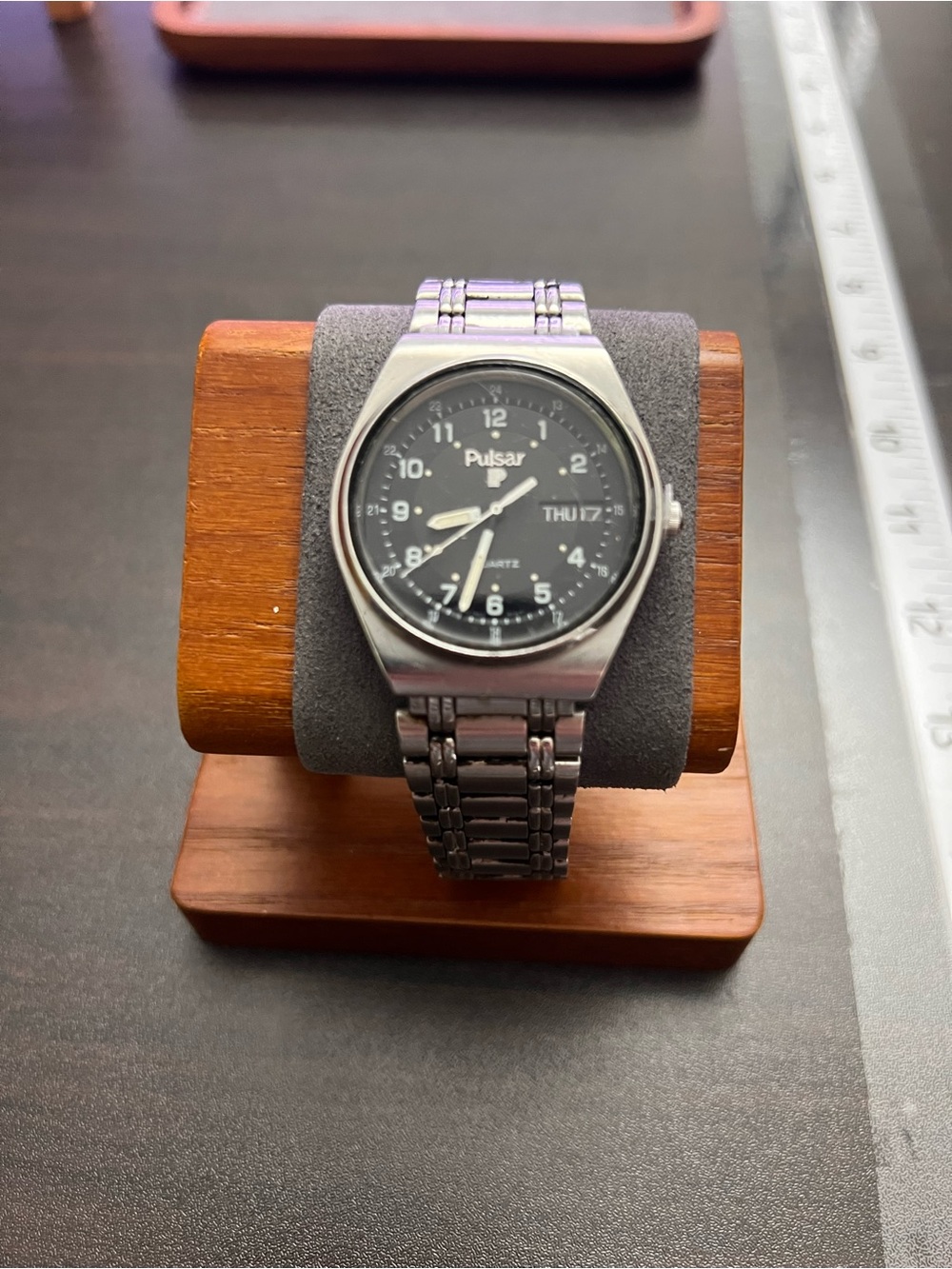 Pulsar Silver tone Stainless Steel Watch with Black Dial